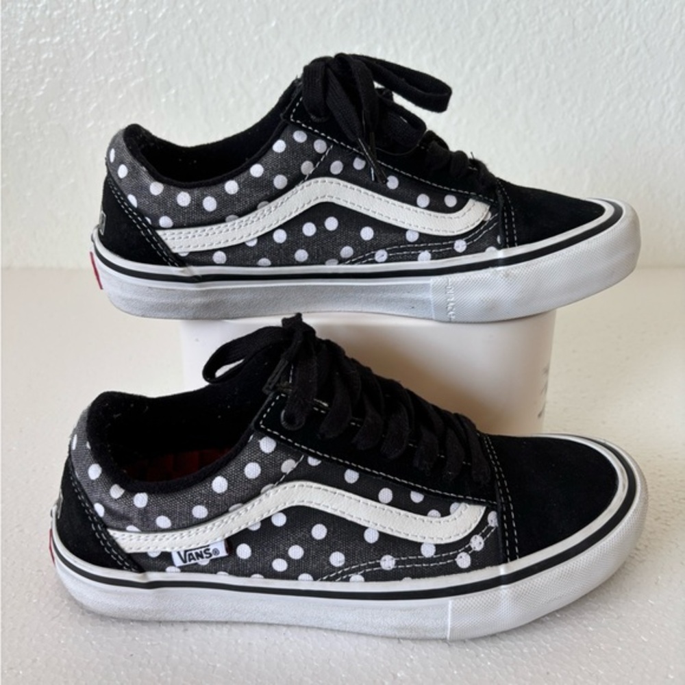 Vans Kids Black and White Polka Dot Sneakers size 6